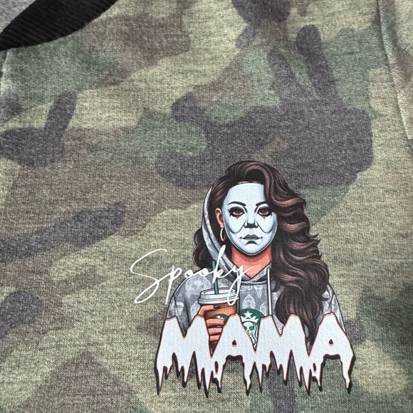 Spooky Mama, Coffee & Halloween Theme, Camo Bomber Style Jacket - Picture 8 of 16